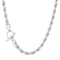 Collier chaîne torsadée pour homme en acier inoxydable avec fermoir à bascule argent - 6mm Largeur x 60cm Longueur / Argent