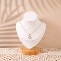 Golden clover necklace with white shell inlay and crystals on a wood display bust - Small / White PU Leather