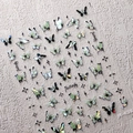 5D embossed butterfly nail sticker M-439 with holographic white-green gradient design - Aurora Green and White Butterfly Style (M439)