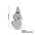 Ciondolo a lettera S in stile hip hop argento con pavé di zirconi per collana - Pendaglio argento lettera S