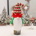 Christmas gnome wine bottle cover with red and green striped hat and festive bell - Green Small Hand Elf Style / Green