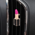 Lipstick car air vent aromatherapy clip with pink tip and rhinestones on black gold base - Rose Red Lipstick