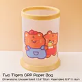 Cartoon tiger pattern collapsible pen holder in yellow and translucent matte plastic - Two Tigers