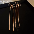 Elegante rotgoldene Schleifenohrringe mit langen Quasten und poliertem Metall-Finish - Goldenes echt vergoldetes Schleifen-Ohr-Accessoire (39# Silbernadel - Gold (Echt Vergoldet))