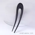Minimalist U-shaped black ebony wood hair pin, 12cm length, elegant dual-prong style - U Hairpin - F