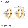 18K gold plated stainless steel hoop earring with a square clear cubic zirconia stone - Square Zirconia Earrings (NB-E1505)