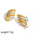 Detail view of gold and silver wing earrings with 28.7mm length and 16.4mm width - Mixed Gold and Silver Wing Style (TE60057-M)