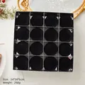 Set of 16 black flocked Christmas balls with assorted patterns in a display box - 6cm [16 Pack] Flocked Balls / Black