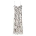 Elegant white floral lace maxi dress with spaghetti straps and bodycon silhouette - S / White