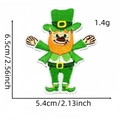 Detailed embroidery of Leprechaun St. Patrick's Day patch showing size and weight specs - Style 30 (Orange Beard Gnome)