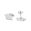 Boucles d'oreilles couronnes en acier inoxydable argenté avec fermoirs poussoirs - Forme de Couronne Argentée (KE89960-K)