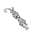 Silver-colored tiger brooch with sparkling rhinestones and black enamel stripes decoration - Silver Tiger XD9271-1