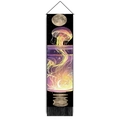 Detail of jellyfish moon tapestry featuring elegant black tassels and hanging rope - 32.5x130cm / Style 4