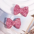 Pink rhinestone bow DIY beads for jewelry making, shimmering two-piece accessory set - Pink