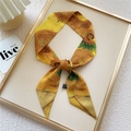 Artistic yellow sunflower print silk twilly scarf made of high-quality polyester - 6*100cm / 2 Sunflowers