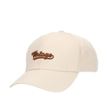 Beige Baseballkappe aus Baumwolle mit brauner Vintage-Stickerei und gebogenem Schirm - Gebrochenes Weiß