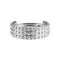 Silver triple-row paved zircon nose ring segment hoop for women with clear gemstones - #6-Triple Row Hinged Clicker Zirconia / 12*10mm / Steel