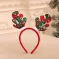 Christmas reindeer antler headband with red green plaid pattern and snowflake prints - Green and Black Plaid Antlers
