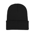 Classic black knitted beanie hat with soft texture and warm minimalist solid color design - One Size / Black