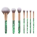 7-delige make-up borstelset met groene glitterhandvatten en roségouden huls - 7-Delige Set - Groen Drijfzand Handvat - Alleen Borstels