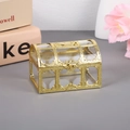 Detailed close-up of hollow gold candy box with transparent window and retro buckle - Small (7.4*5.2*5cm) / Gold