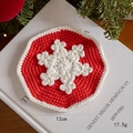 Knitted red snowflake Christmas coaster with hexagonal design, 12cm diameter and 17.5g weight - Hexagonal Snowflake Crochet Style (E款)