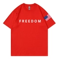 Red cotton T-shirt with Freedom print and American flag detail on the sleeve - S / Red
