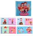 Detail view of baby cloth book showing colorful family member illustrations and soft fabric - Family Members