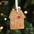Resin gingerbread house ornament with white frosting and red heart for Christmas tree - Gingerbread House Style B