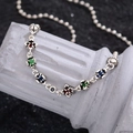 Collana gotica in argento retrò con pietre di zircone colorate su supporto in marmo - Argento con pietre multicolore