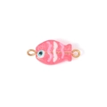 Pink translucent handmade glass fish charm with gold rings and blue eye details - Gold Coral (Double Hole 12#)