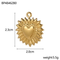 Golden heart pendant with sunburst texture and precise dimensions measurement detail - BP48462B0-Sunburst Heart