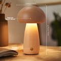 Handgefertigtes Pilz-Nachtlicht aus natürlichem Buchenholz mit Touch-Sensor, 17 cm hoch - Buche Stil B Pilzlicht / Wiederaufladbar (Groß)
