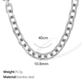 Thick silver stainless steel chain necklace with 10.8mm width and 40cm length - XL319 Necklace (40cm x 10.8mm) / Silver