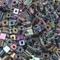 5mm iridescent glass cube beads for DIY jewelry making with rainbow shimmer finish - 5mm 10g/Pack Approx 50pcs / Black