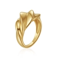 Twisted ripple design stainless steel ring with matte gold finish for women - US 7 / Twisted Ripple Style (D010) / Gold