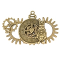 Spilla steampunk vintage in bronzo con ingranaggi, quadrante orologio e coniglio - Spilla Coniglio
