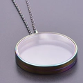 Rainbow floating glass locket necklace made of polished iridescent stainless steel - Inner Diameter 35mm / Colorful