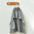 Absorbent grey waffle knit hooded pet bathrobe with button closure and luxury hanger - S / Gray