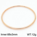 Polished rose gold minimalist stainless steel bangle bracelet in 68x3mm dimensions - Rose Gold Plain Ring Style (KB179813-LO)