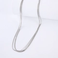 Layered silver stainless steel necklace for women with a minimalist multi-row design - Silver Necklace