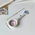 Ceramic spoon with purple floral pattern and heart patterns, 16.2cm long handle - Myrtle Flower-Long Handle Spoon