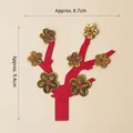 Approx 9.4cm red and gold Chinese style branch flower cake topper decoration - EVA Plum Blossom Tree