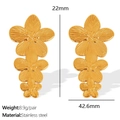 Golden stainless steel triple petal flower earrings with size and weight measurements - Gold Earrings (EH737G)