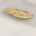 Elegant gold feather hair clip with detailed metallic texture and spring closure for women - Gold Four Fern Leaves Barrette