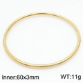 3mm wide minimalist round bangle bracelet in golden finish with 60mm inner diameter - 1Pc-Gold (KB179803-LO)