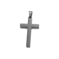 Minimalist black stainless steel cross pendant with hanging loop on white background - 45*26*3.0mm / Black Cross Shape