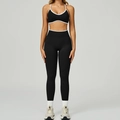 Ensemble de yoga noir pour femme avec bordure blanche legging taille haute et brassière - S / Bra+Leggings - Contrast Black/White
