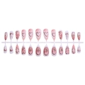 Unghie finte sfumate rosa e bianche con 24 pezzi decorati con fiocchi e cuoricini - Stile Tulipano Con Fiocco Rosa (Confezione Semplice) / 24 Pezzi/Striscia