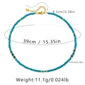 Detailed dimensions of turquoise beaded necklace with gold chain extension and clasp - KN0045/Faceted Blue Turquoise Bead Necklace